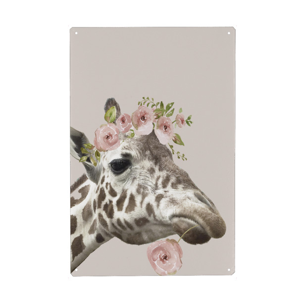 Holzbild "Peek A Boo Giraffe Fortsetzung" artboxONE - Floral,Tiere,Lustig - Giraffe,Albern,Blumen,Kinder,Tier,Lustig