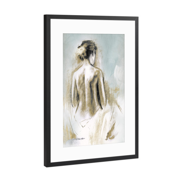 Poster mit Rahmen Schwarz (Metallic) "Figur im Goldenen Licht I" artboxONE - Menschen,Fashion - Weiblich,Figurativ,Nackt