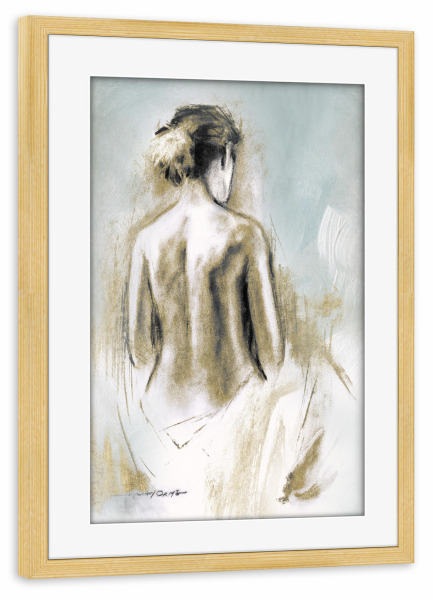 Poster mit Rahmen kiefer "Figur im Goldenen Licht I" artboxONE - Menschen,Fashion - Weiblich,Figurativ,Nackt