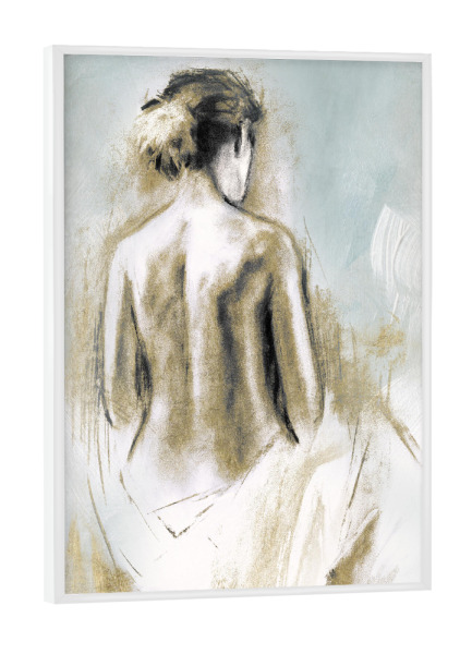 Poster mit weißem Rahmen "Figur im Goldenen Licht I" artboxONE - Menschen,Fashion - Weiblich,Figurativ,Nackt