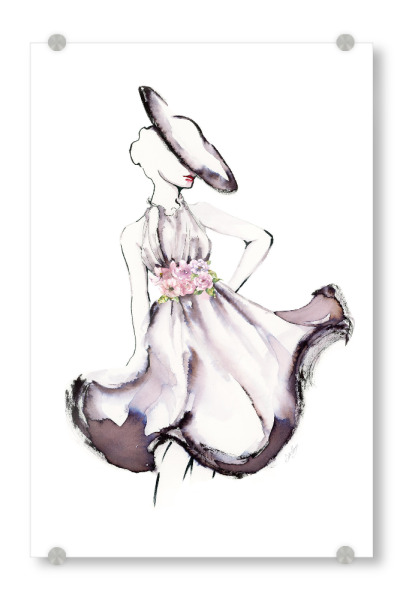 Acrylglasbild "Schlage eine Pose I" artboxONE - Floral,Menschen,Fashion - Hut,Kleid,Frau