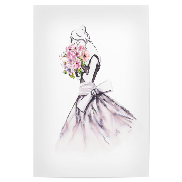 Poster 30x20 cm "Eine Pose einnehmen" artboxONE - Floral,Menschen,Fashion - Frau,Blumen,Kleid