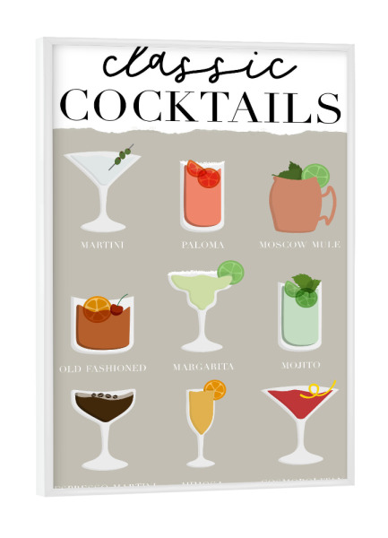 Poster mit weißem Rahmen "Klassische Cocktails" artboxONE - Essen & Trinken / Alkohol