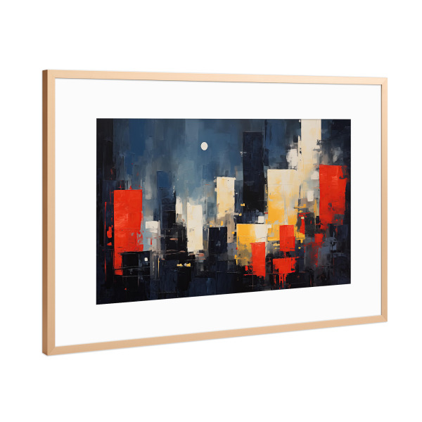 Poster mit Rahmen Kupfer "Acrylic painting of a cityscape" artboxONE - Städte / New York,Reise,Abstrakt,Geometrie