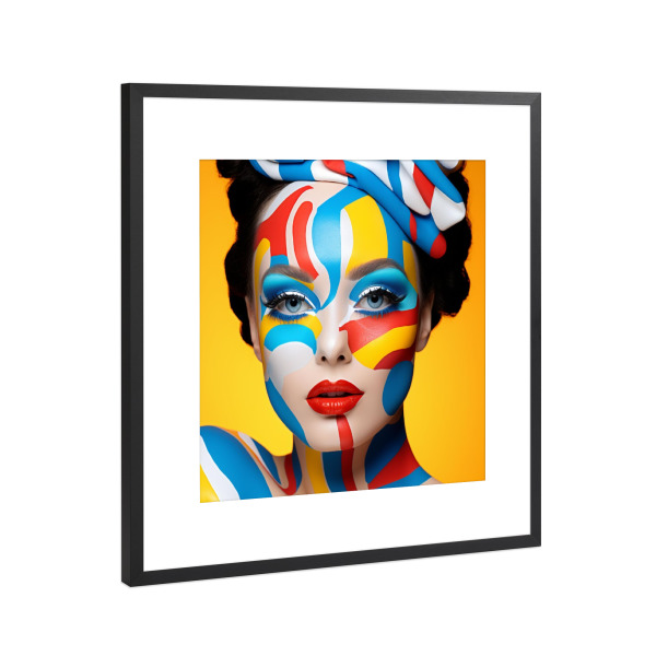 Poster mit Rahmen Schwarz (Metallic) "Visagistin" artboxONE - Menschen,Fashion,Für Mama - Gelb,Frau,Pop-art,Kunst,Make-up
