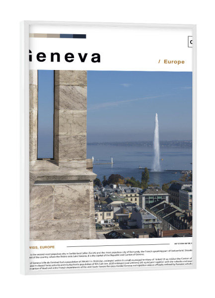 Poster mit weißem Rahmen "Cover der Genfer Zeitung" artboxONE - Städte,Architektur