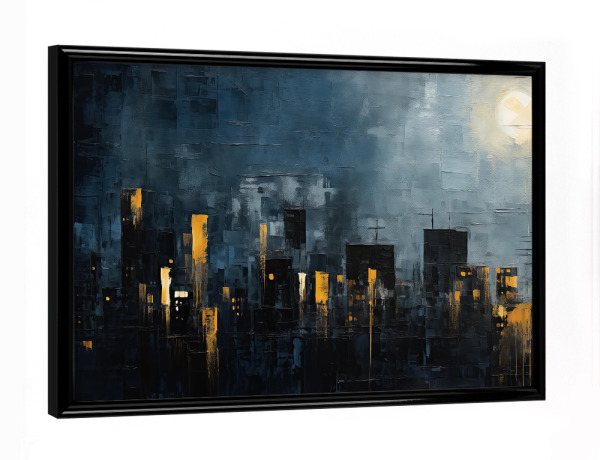 Poster mit schwarzem Rahmen "Dunkle Acryl-Skyline" artboxONE - Städte,Abstrakt,Architektur