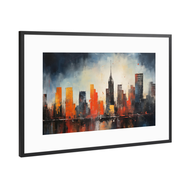 Poster mit Rahmen Schwarz (Metallic) "Stadtbild Acryl" artboxONE - Städte,Abstrakt,Architektur