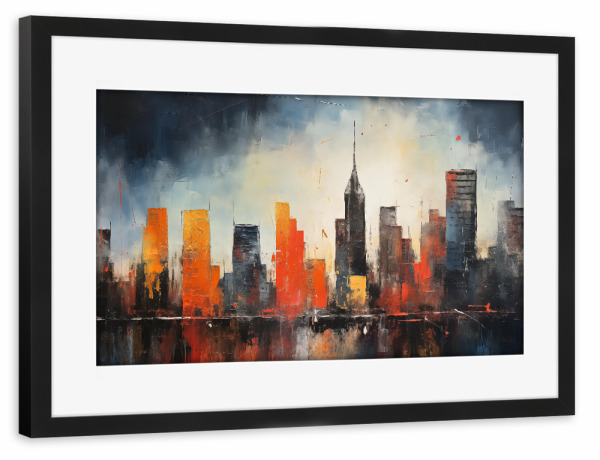Poster mit Rahmen schwarz "Stadtbild Acryl" artboxONE - Städte,Abstrakt,Architektur