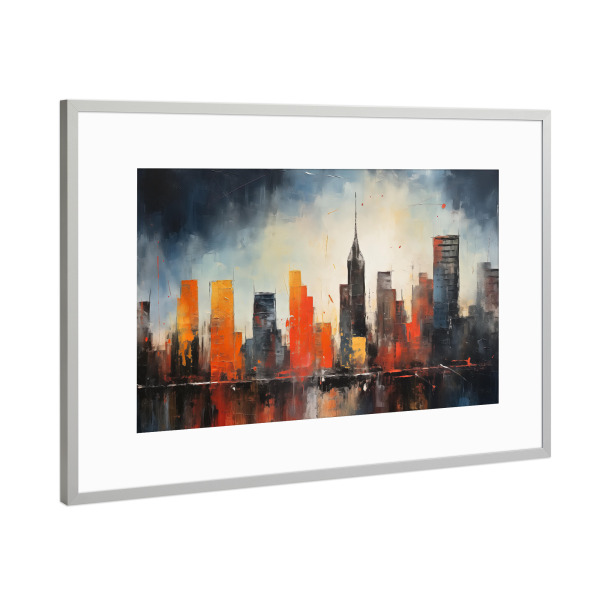 Poster mit Rahmen Silber "Stadtbild Acryl" artboxONE - Städte,Abstrakt,Architektur
