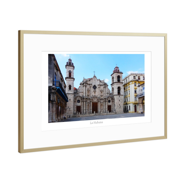 Poster mit Rahmen Gold "Die Kathedrale Havannas" artboxONE - Städte,Reise,Architektur,Reise / Länder,Städte / Weitere