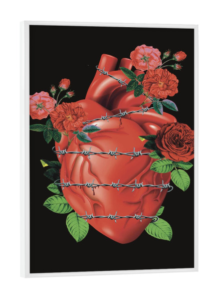 Poster mit weißem Rahmen "Heart with flowers collage art" artboxONE - Liebe