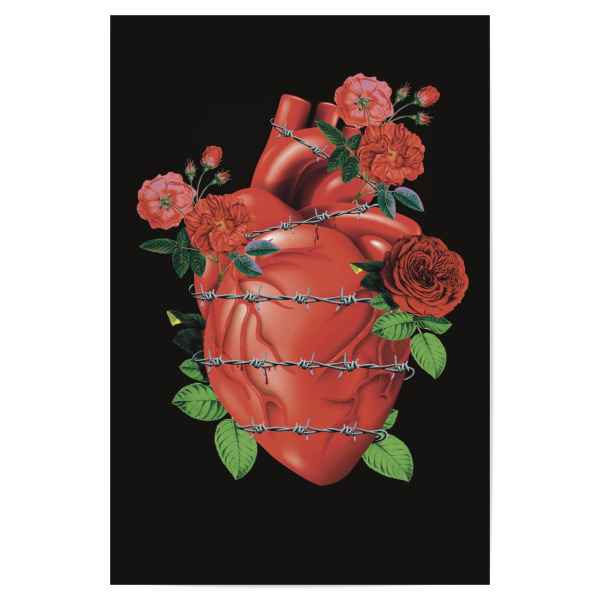 Poster "Heart with flowers collage art" artboxONE - Liebe - Collage,Heart,Human heart,Flowers,Surrealism,Collage art,Love,Modern,Floral