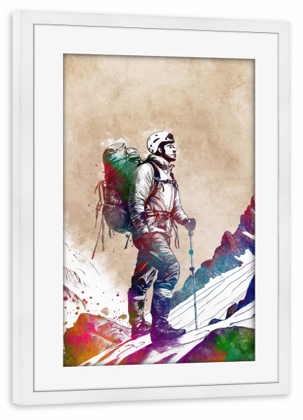 Poster mit Rahmen weiß "Bergsport Kunst F" artboxONE - Sport,Sport / Motivation