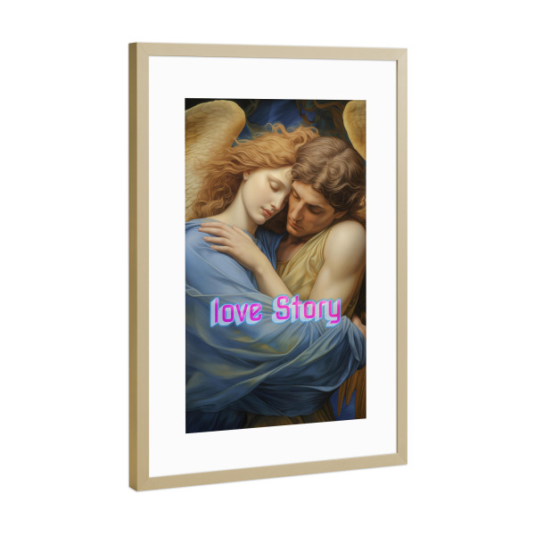Poster mit Rahmen Gold "Love Story" artboxONE - Typografie,Abstrakt,Menschen