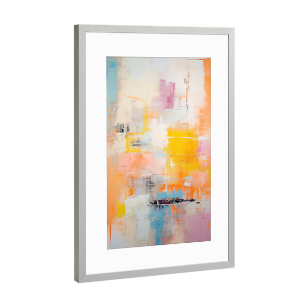 Poster mit Rahmen Silber "Bunte Pinselstriche" artboxONE - Abstrakt