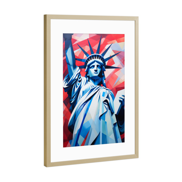 Poster mit Rahmen Gold "Gemälde der Freiheitsstatue" artboxONE - Städte / New York,Abstrakt,Architektur