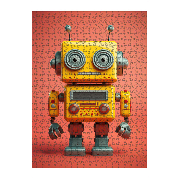 artboxONE Puzzle "Niedlicher Metallroboter auf Rot" artboxONE - Lustig