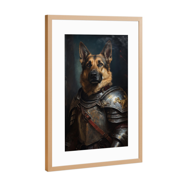 Poster mit Rahmen Kupfer "German Shepherd knight" artboxONE - Tiere,Lustig