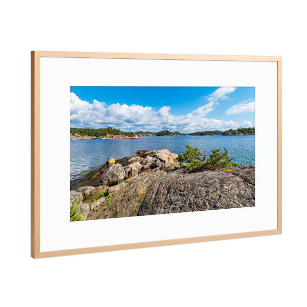 Poster mit Rahmen Kupfer "Wolken, Felsen, Meer, Insel" artboxONE - Natur,Reise,Reise / Strand und Meer,Reise / Länder