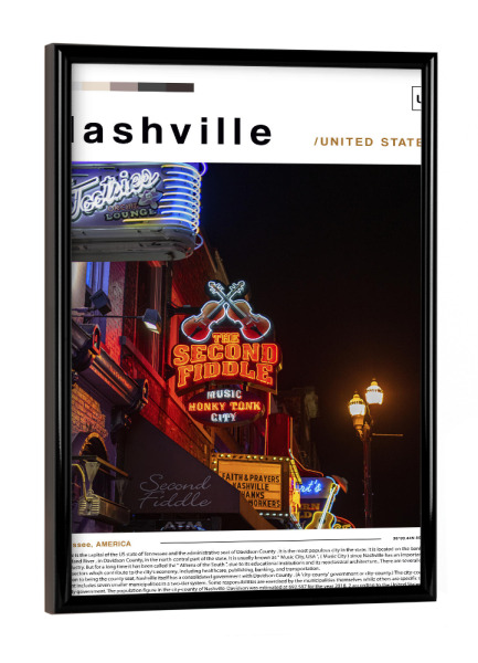 Poster mit schwarzem Rahmen "Titelseite der Nashville-Zeitung" artboxONE - Städte,Architektur
