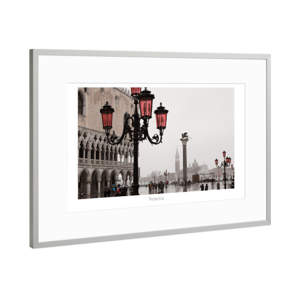 Poster mit Rahmen Silber "Der Markusplatz, Venedig" artboxONE - Reise,Architektur,Städte / Venedig,Reise / Länder