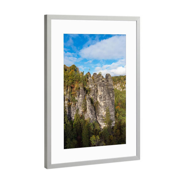 Poster mit Rahmen Silber "Felsen der Sächsische Schweiz" artboxONE - Natur,Reise