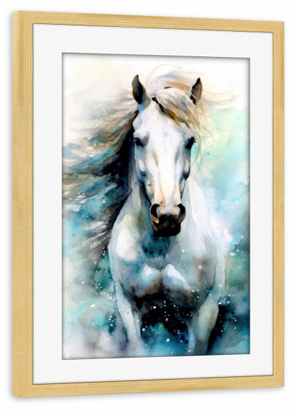 Poster mit Rahmen kiefer "Pferd Aquarellkunst M" artboxONE - Tiere - Pferd,Pferde,Tier,Aquarell,Malerei,Pony