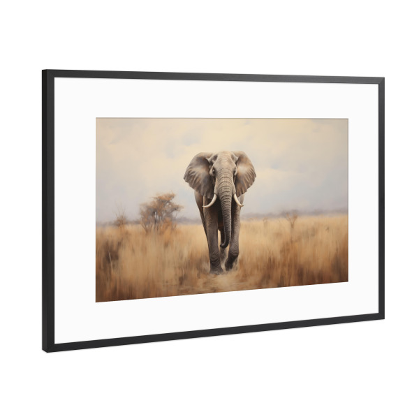 Poster mit Rahmen Schwarz (Metallic) "Bemalter Elefant" artboxONE - Natur,Tiere