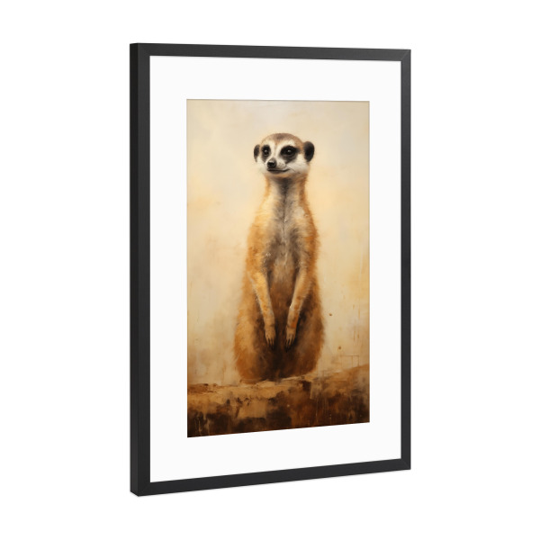 Poster mit Rahmen Schwarz (Metallic) "Bemalter Erdmännchen" artboxONE - Natur,Tiere
