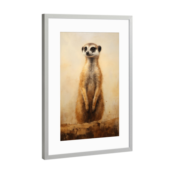 Poster mit Rahmen Silber "Bemalter Erdmännchen" artboxONE - Natur,Tiere