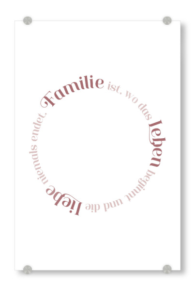 Acrylglasbild "Familienkreis Rosarot" artboxONE - Typografie,Menschen,Liebe,Für Mama,Für Papa