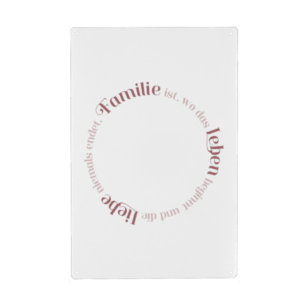 Metall Poster "Familienkreis Rosarot" artboxONE - Typografie,Menschen,Liebe,Für Mama,Für Papa