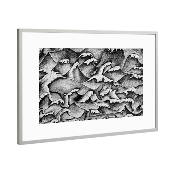 Poster mit Rahmen Silber "Dicker Fisch" artboxONE - Tiere,Schwarzweiß,Reise / Strand und Meer