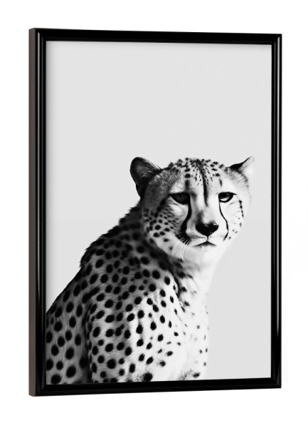 Poster mit schwarzem Rahmen "Gepard-Minimalist" artboxONE - Natur,Tiere,Schwarzweiß