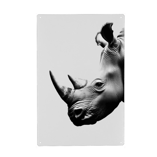 Metall Poster "Nashorn-Minimalist" artboxONE - Tiere,Schwarzweiß