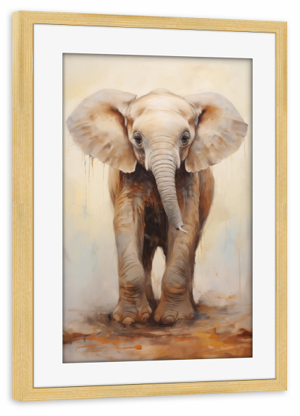 Poster mit Rahmen kiefer "Elefantenbaby-Malerei" artboxONE - Natur,Tiere