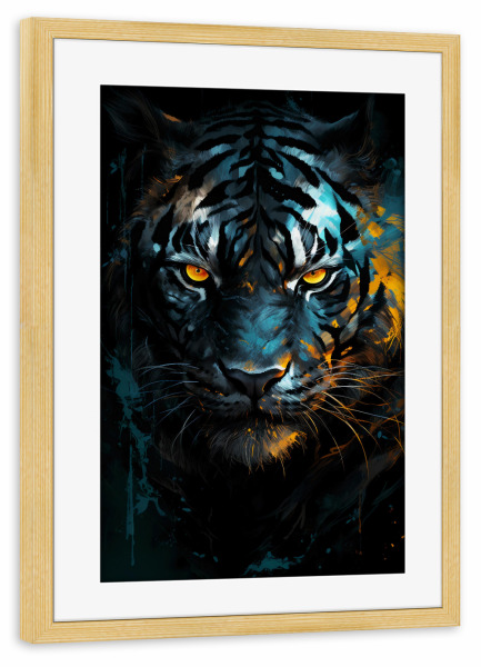 Poster mit Rahmen kiefer "Tiger Fantasy (matart)" artboxONE - Tiere - Tiger,Tigers,Cat,Cats,Animal,Animals,Nature,Wild,Wildlife,Abstract,Fantasy