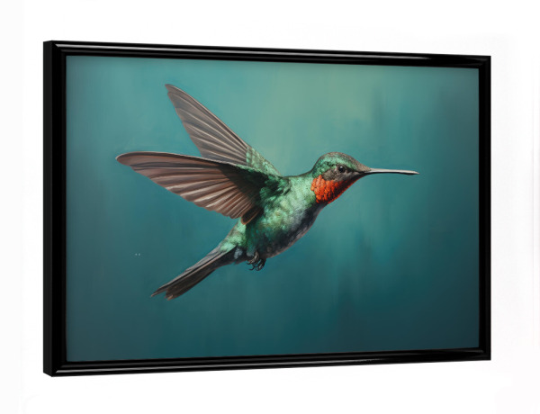 Poster mit schwarzem Rahmen "Bemalter Kolibri" artboxONE - Natur,Tiere - Tier,Kunst,Vogel,Kolibri,Impressionistisch,Natur,öl,Farbe,Gemälde