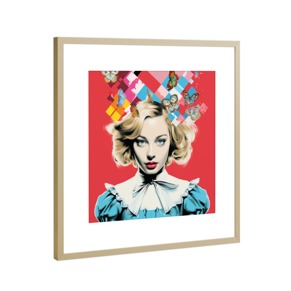 Poster mit Rahmen Gold "ALICE IM WUNDERLAND POPART" artboxONE - Menschen,Streetart,Für Mama