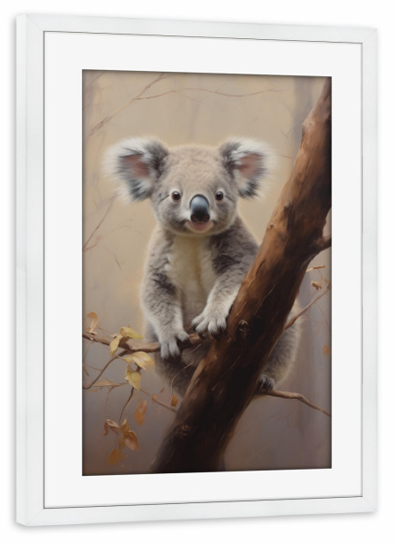 Poster mit Rahmen weiß "Koala-Gemälde" artboxONE - Natur,Tiere - Tier,Kunst,Leinwand,Impressionistisch,Koala,Natur,öl,Gemälde,Tierwelt