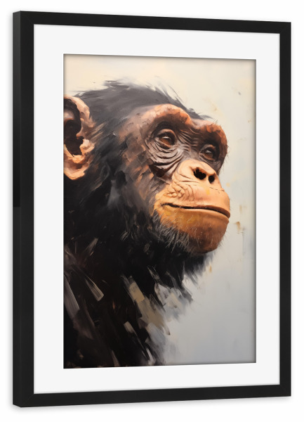Poster mit Rahmen schwarz "Schimpanse Porträt" artboxONE - Natur,Tiere