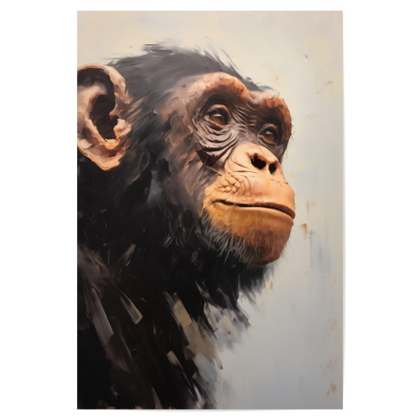 Poster 30x20 cm "Schimpanse Porträt" artboxONE - Natur,Tiere - Tier,Affe,Kunst,Leinwand,Schimpanse,Impressionistisch,Natur,öl,Malerei,Porträt,Tierwelt