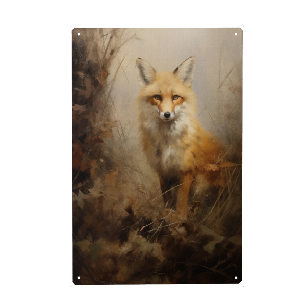 Holzbild "Ölgemälde eines Rotfuchses" artboxONE - Natur,Tiere - Tier,Kunst,Leinwand,Wald,Fuchs,Impressionistisch,Natur,öl,Gemälde,Rot,Tierwelt