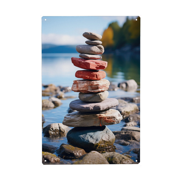 Holzbild "Steinturm Steinmännchen" artboxONE - Natur