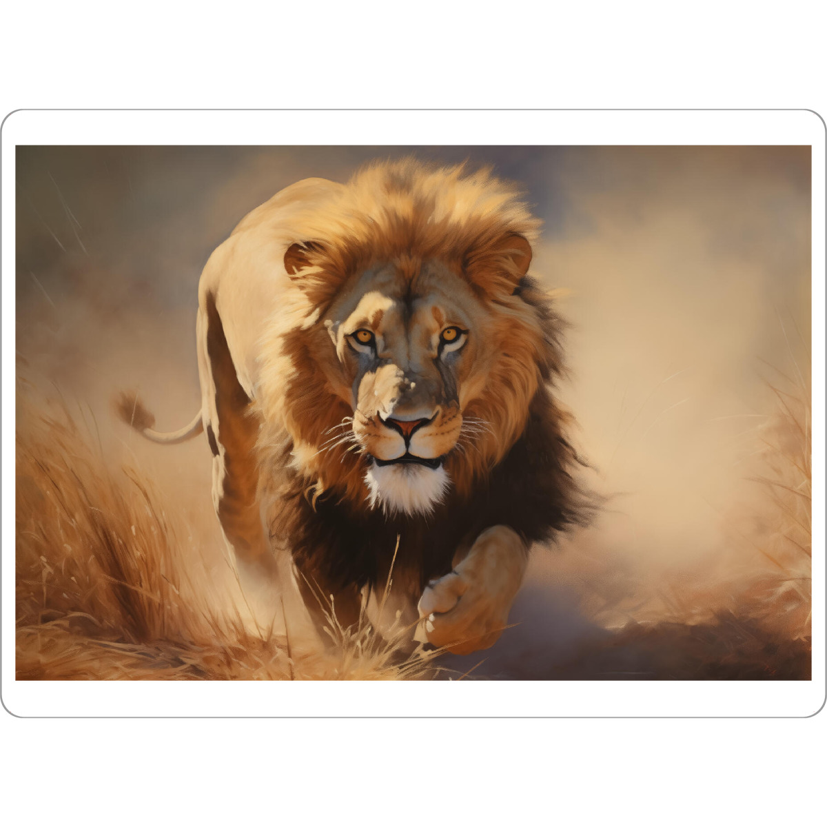 Tischset "Löwe nähert sich" artboxONE - Natur,Tiere - Tier,Nähert sich,Kunst,Impressionistisch,Löwe,Männlich,Natur,öl,Gemälde,Wildnis,Tierwelt