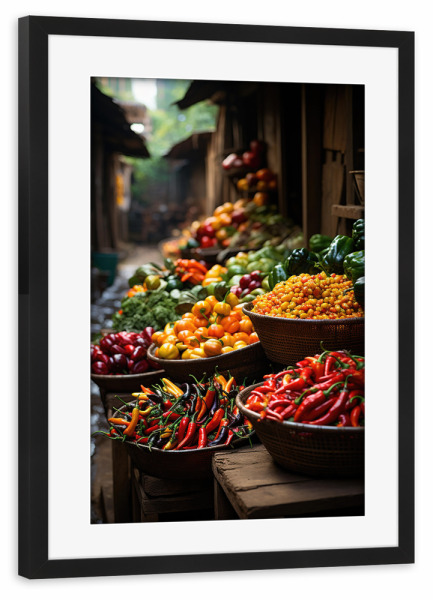 Poster mit Rahmen schwarz "Gemüsemarkt" artboxONE - Essen & Trinken / Obst & Gemüse