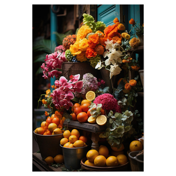 Poster 30x20 cm "Blumenmarkt Stand" artboxONE - Essen & Trinken / Obst & Gemüse