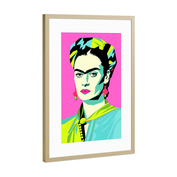 Poster mit Rahmen Gold "Kahlo colorful" artboxONE - Abstrakt,Menschen,Fashion