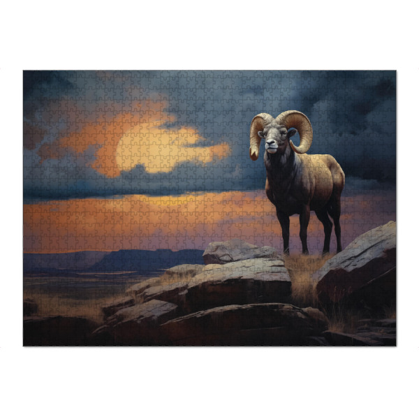 Puzzle Ravensburger "Widder bei Sonnenuntergang" artboxONE - Natur,Tiere